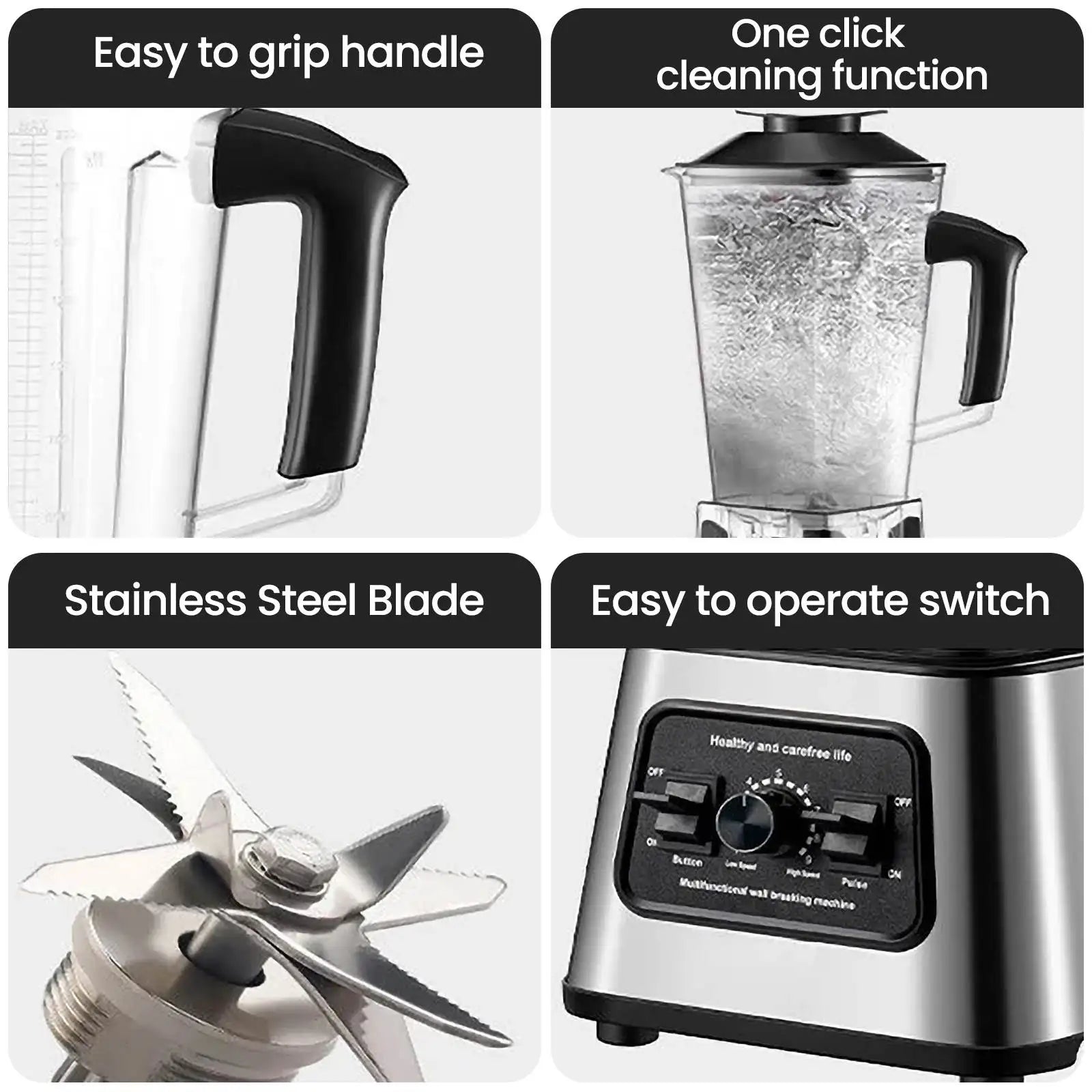 2-in-1 Premium Blender & Ice Crusher – 6000W, 2L + 0.5L, 9 Speeds, Elegant Design, Perfect for Smoothies, Juice & Ice Crushing.
