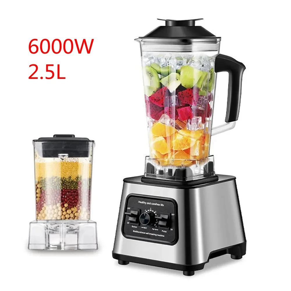 2-in-1 Premium Blender & Ice Crusher – 6000W, 2L + 0.5L, 9 Speeds, Elegant Design, Perfect for Smoothies, Juice & Ice Crushing.