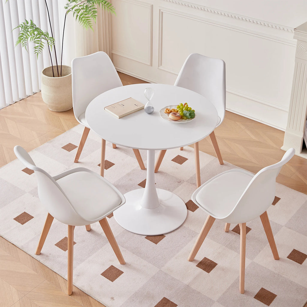 EGOONM Nordic Dining Table and Chair Set, Modern Round Dining Table for Kitchen, Dining Room, Home Office & Coffee Corner