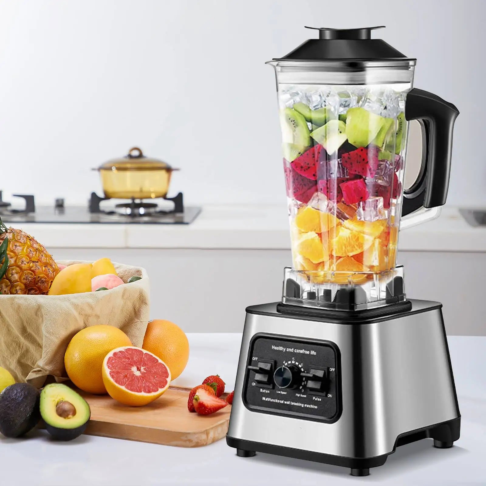 2-in-1 Premium Blender & Ice Crusher – 6000W, 2L + 0.5L, 9 Speeds, Elegant Design, Perfect for Smoothies, Juice & Ice Crushing.