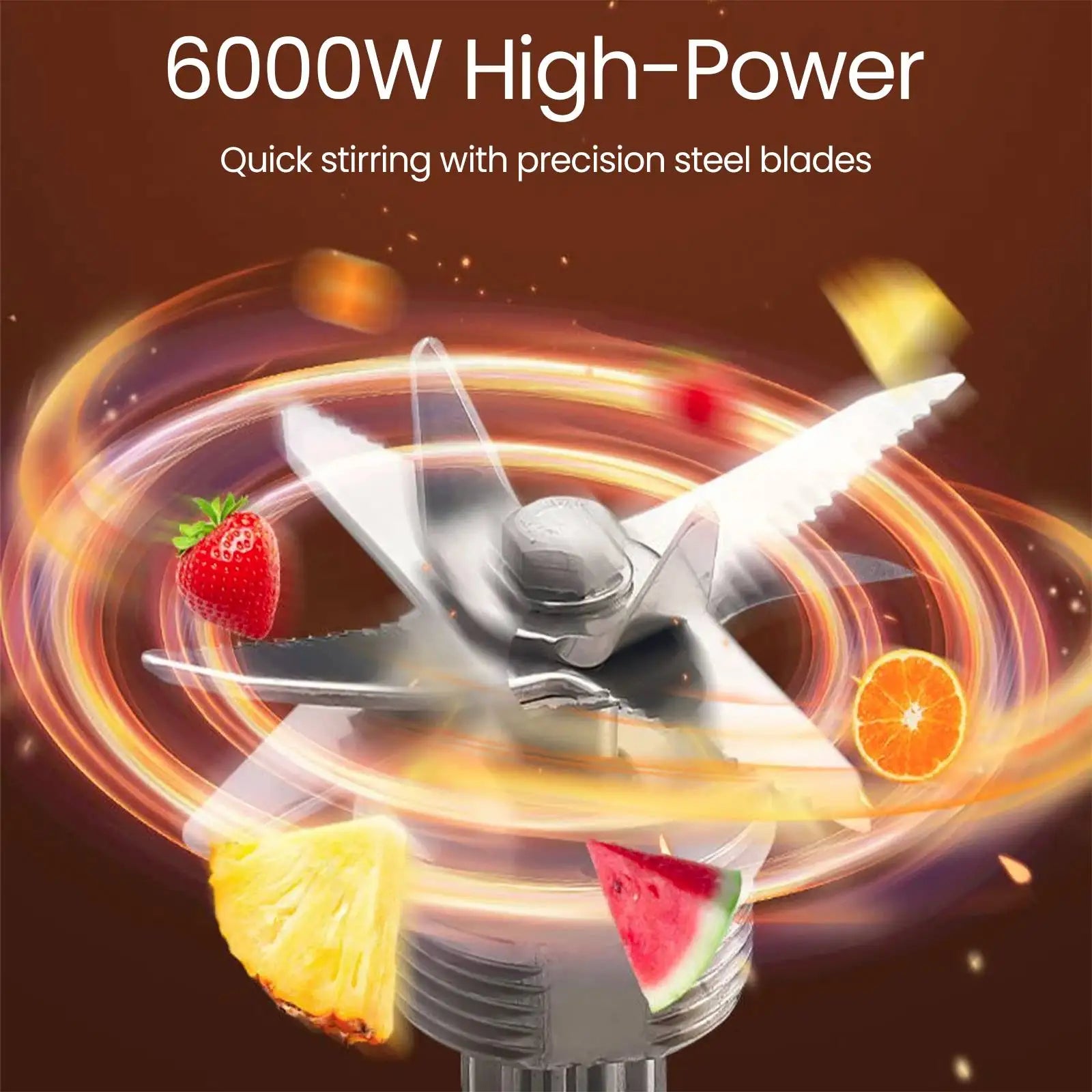 2-in-1 Premium Blender & Ice Crusher – 6000W, 2L + 0.5L, 9 Speeds, Elegant Design, Perfect for Smoothies, Juice & Ice Crushing.