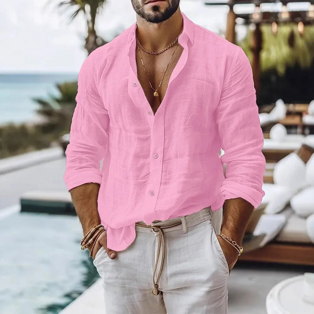 Men’s Cotton Linen Shirt – Summer Beach Style