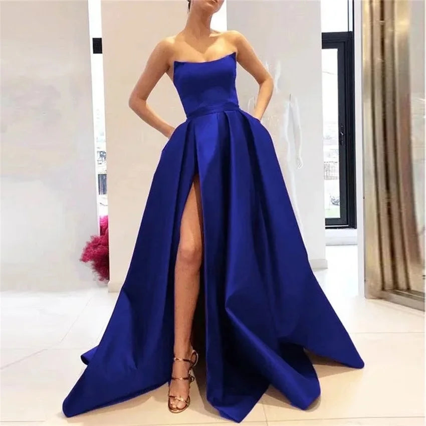 This burgundy satin gown is the perfect blend of sophistication