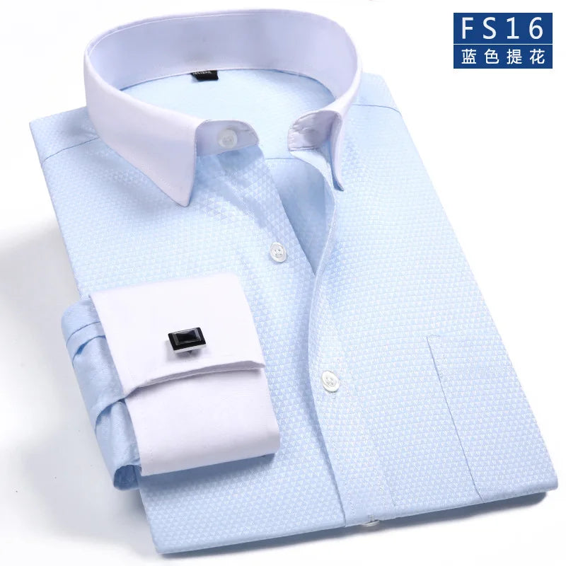 Men’s French Cuff Dress Shirt – Elegant Formal Style