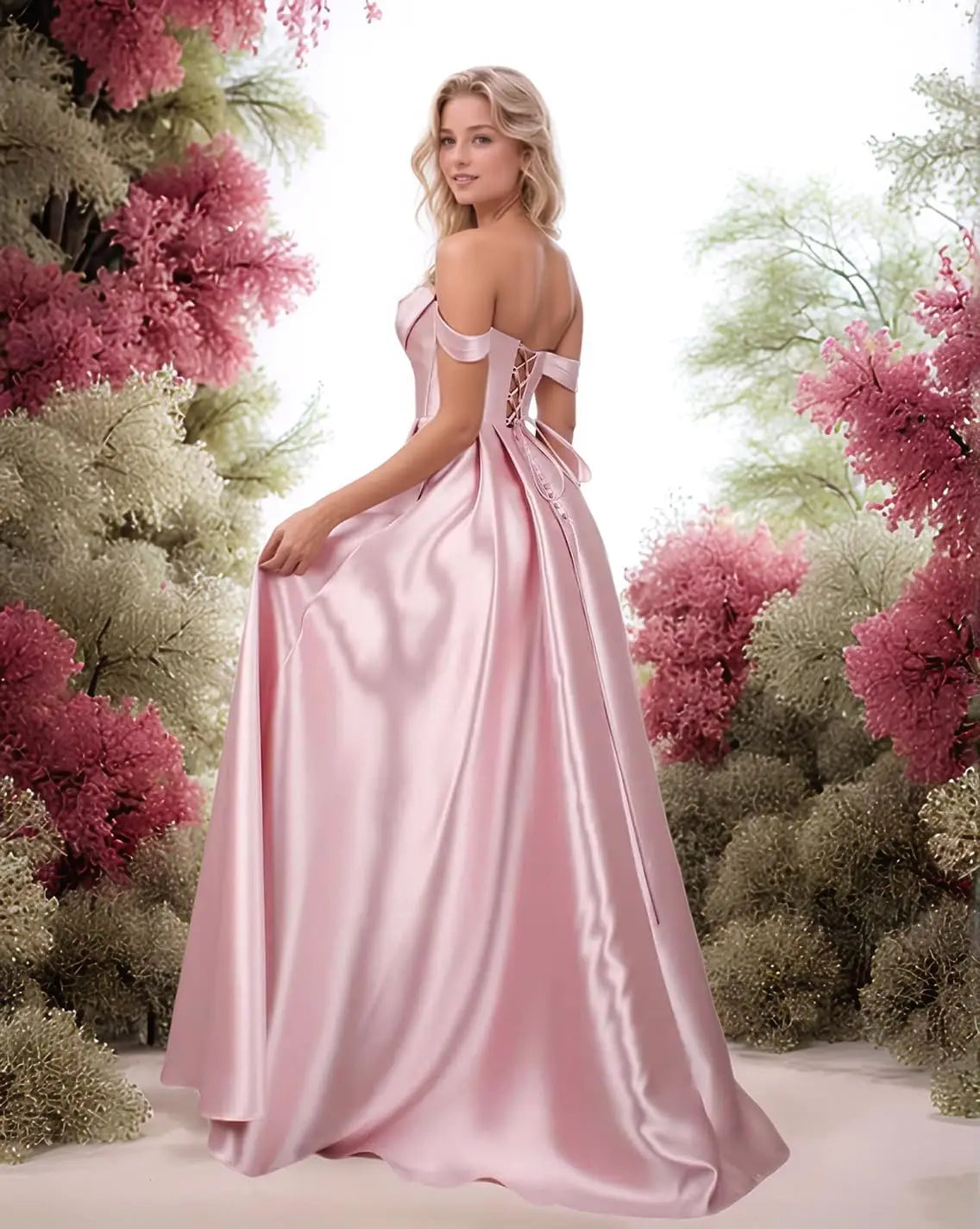 Step into timeless sophistication with this luxurious satin evening gown