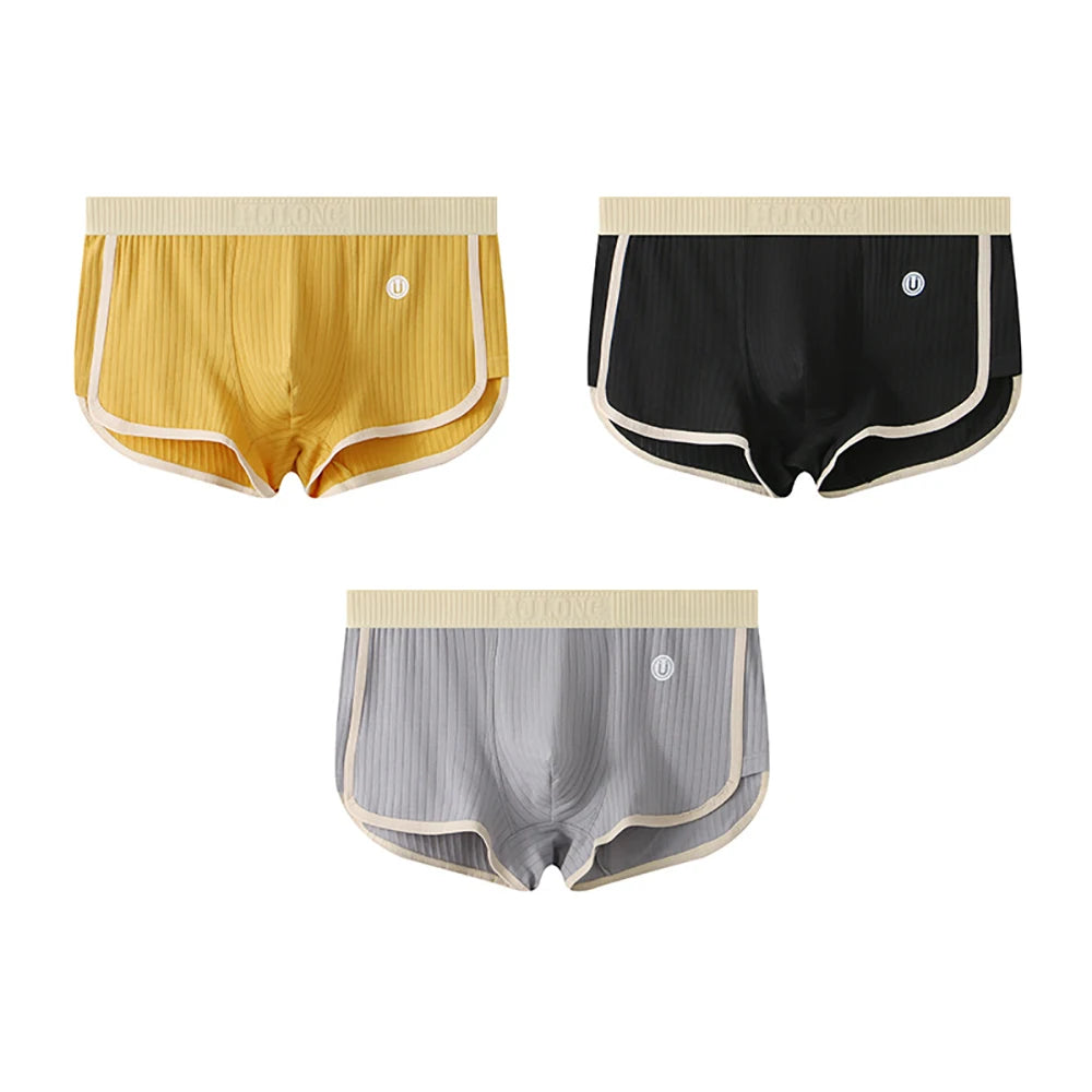 3PCS/Pack Luxury Men’s Boxer Briefs – 100% Breathable Cotton, Modern Striped Style, Ultra-Soft Comfort, Flexible Stretch Fabric & Premium Wide Waistband