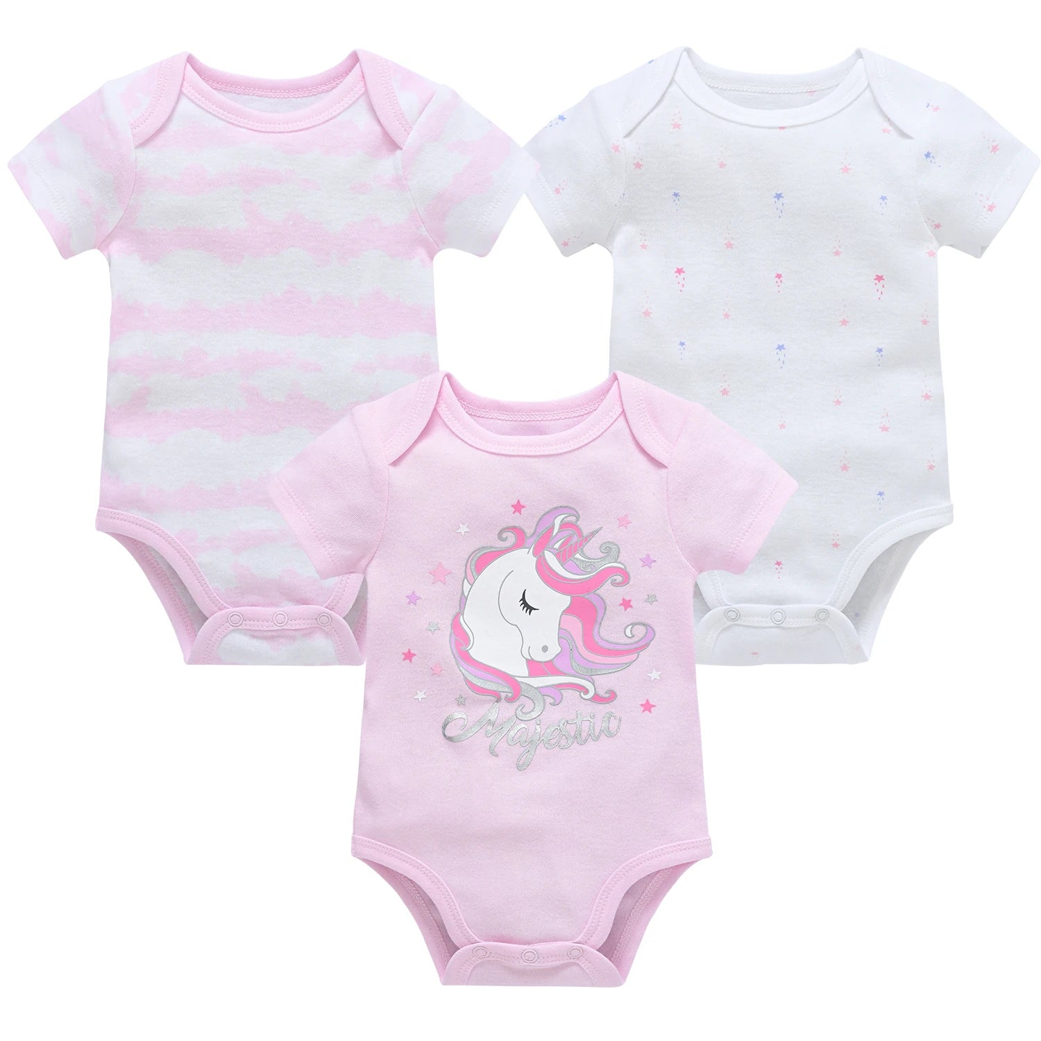 3/6PCS Baby Bodysuit Set – Soft Cotton Short Sleeve Clothes for Newborn Boys & Girls (0–12 Months)