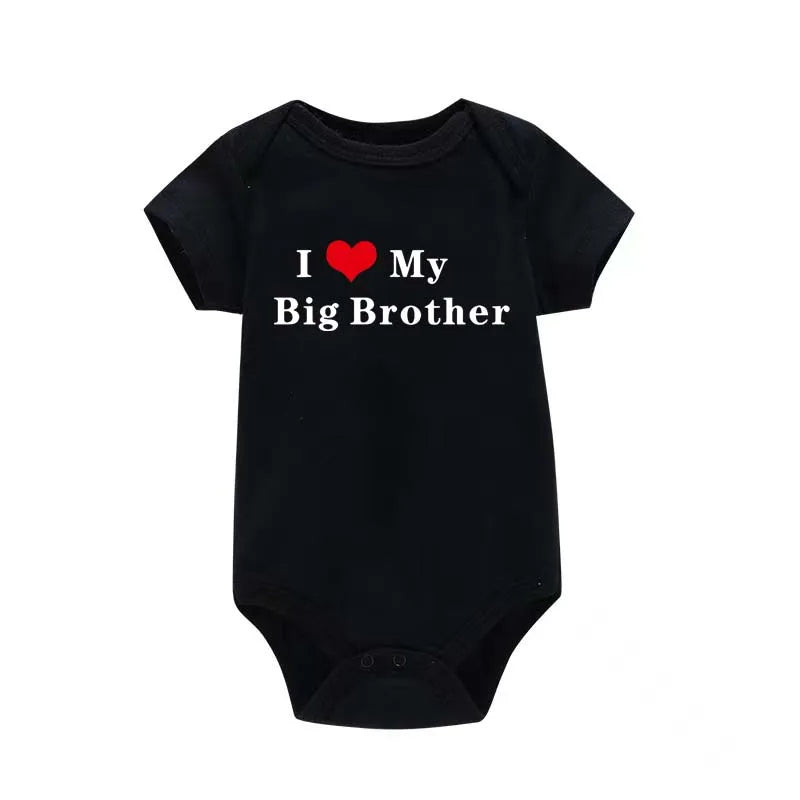 I Love My Big Sister & Brother” Baby Romper – Cute Newborn Short Sleeve Outfit