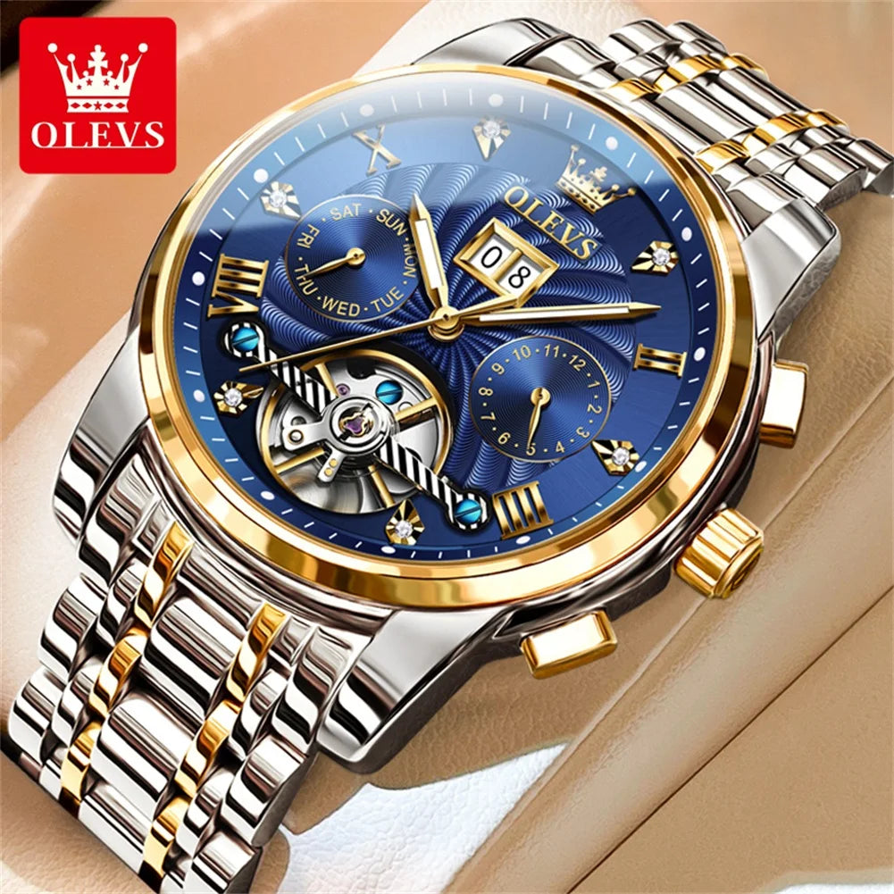 OLEVS Luxury Automatic Tourbillon Watch for Men – Classic Multifunction Mechanical Wristwatch with Elegant Business Style