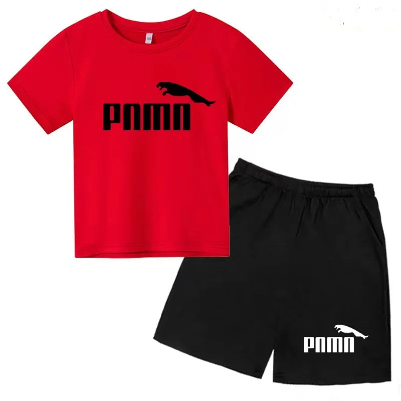 Ensemble Esthétique Enfant – T-shirt à Lettres & Pantalon Décontracté