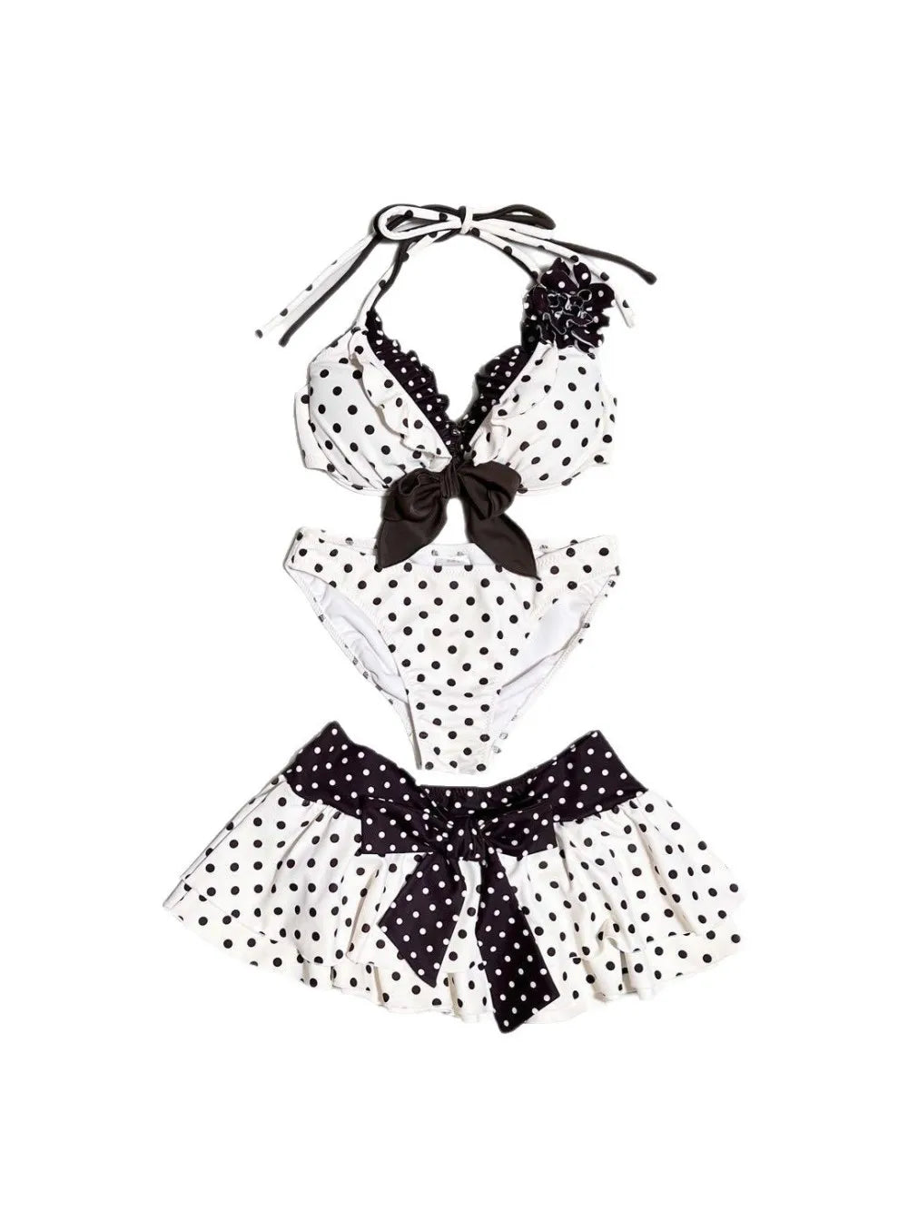 2026 New Summer Polka Dot Bikini Set – Retro Y2K 3-Piece Swimwear