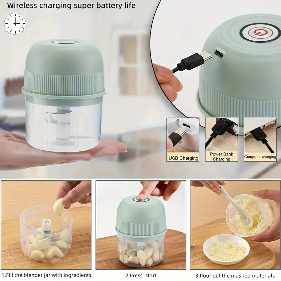 Compact Electric Garlic Grinder – 260ml Mini Food Chopper with One-Touch Control, Stainless Steel Blades for Garlic, Onion, Meat & Vegetables, Elegant & Easy-Clean Kitchen Essential.