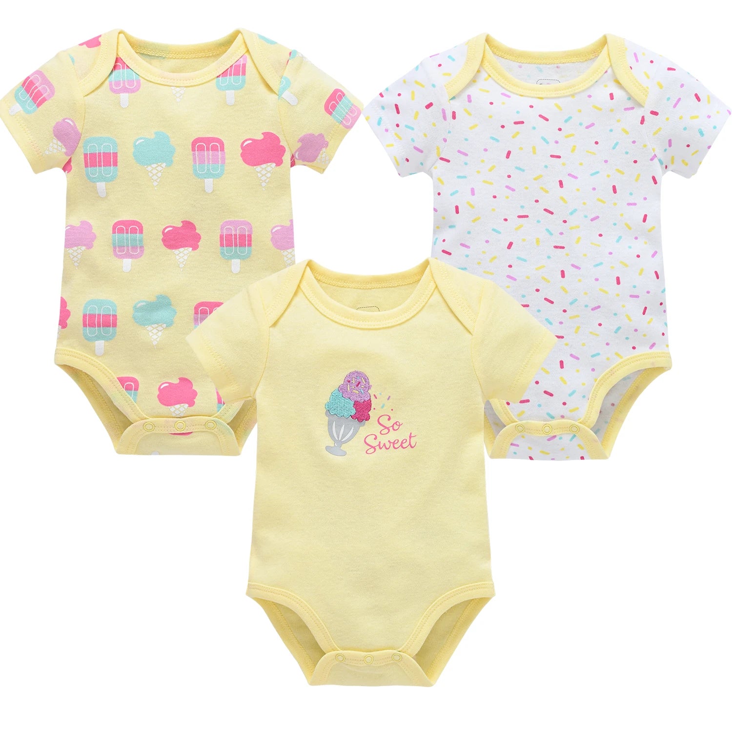 3/6PCS Baby Bodysuit Set – Soft Cotton Short Sleeve Clothes for Newborn Boys & Girls (0–12 Months)