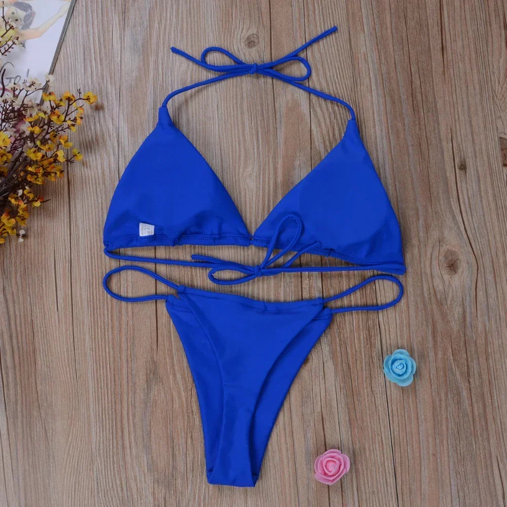 Women’s Pink Bikini Set – Sexy High-Leg Two-Piece Swimwear 🌸
