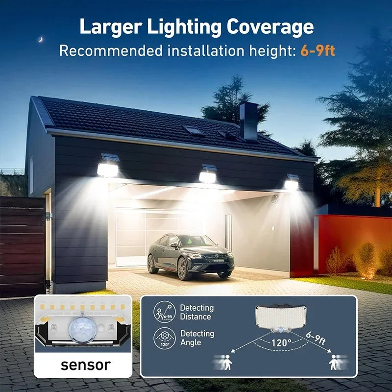Super bright solar outdoor wall light with motion sensor, 3 smart modes, and waterproof IP65 design for reliable garden and home use