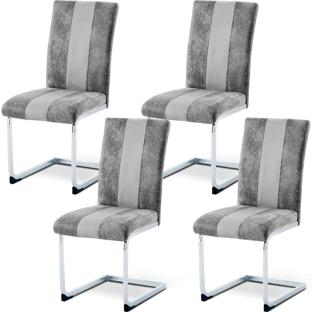 JYMTOM Faux Leather Dining Chairs, Cantilever Swing Kitchen Chairs with High Backrest & Chrome-Plated Metal Frame