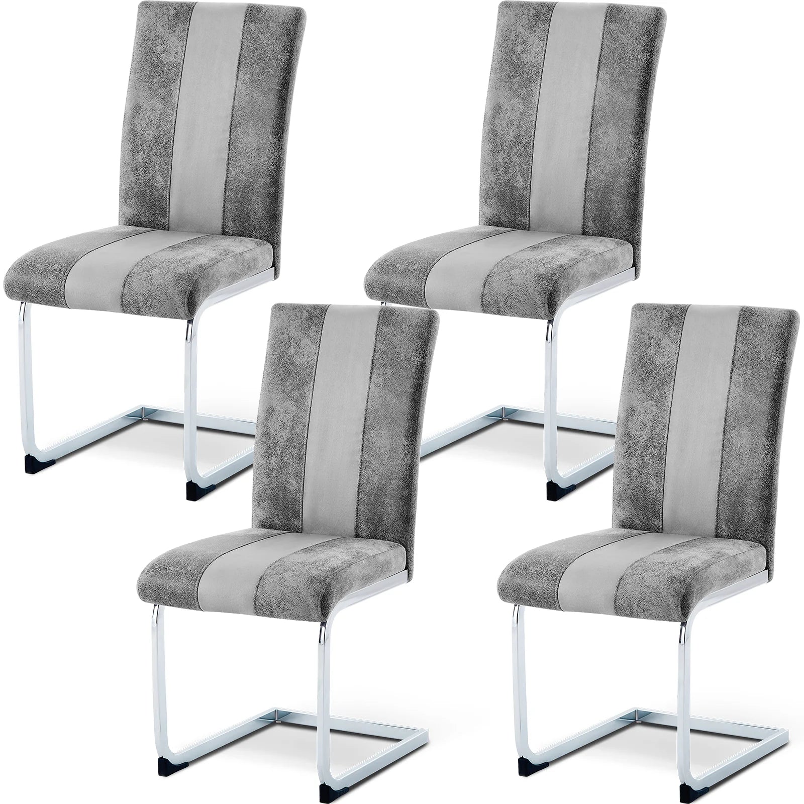 JYMTOM Faux Leather Dining Chairs, Cantilever Swing Kitchen Chairs with High Backrest & Chrome-Plated Metal Frame