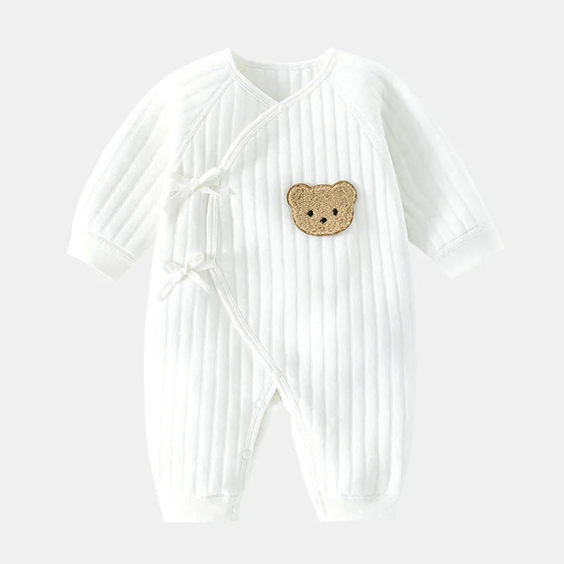 Somenie 3D Bear Baby Romper – 100% Cotton Bodysuit for Boys & Girls