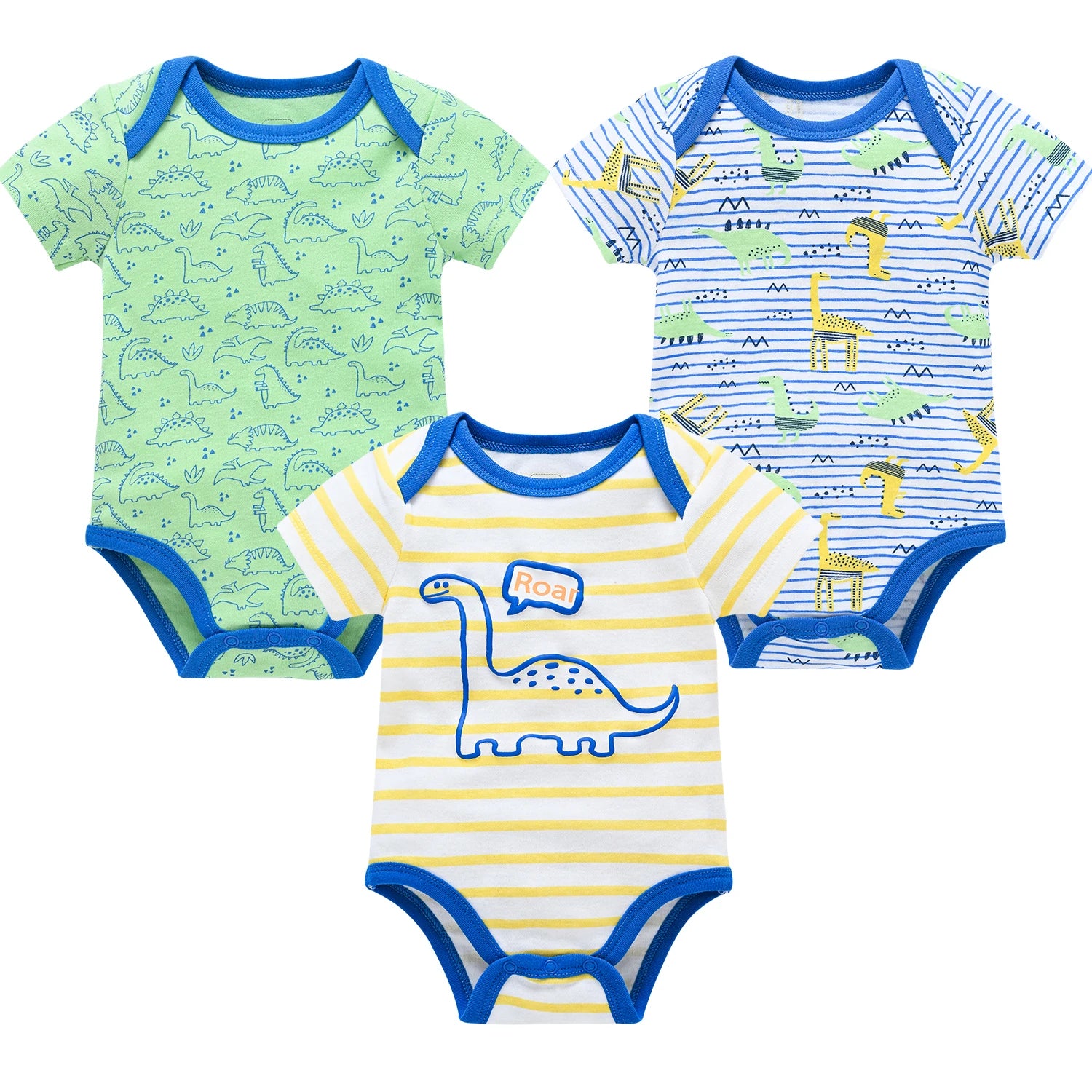 3/6PCS Baby Bodysuit Set – Soft Cotton Short Sleeve Clothes for Newborn Boys & Girls (0–12 Months)