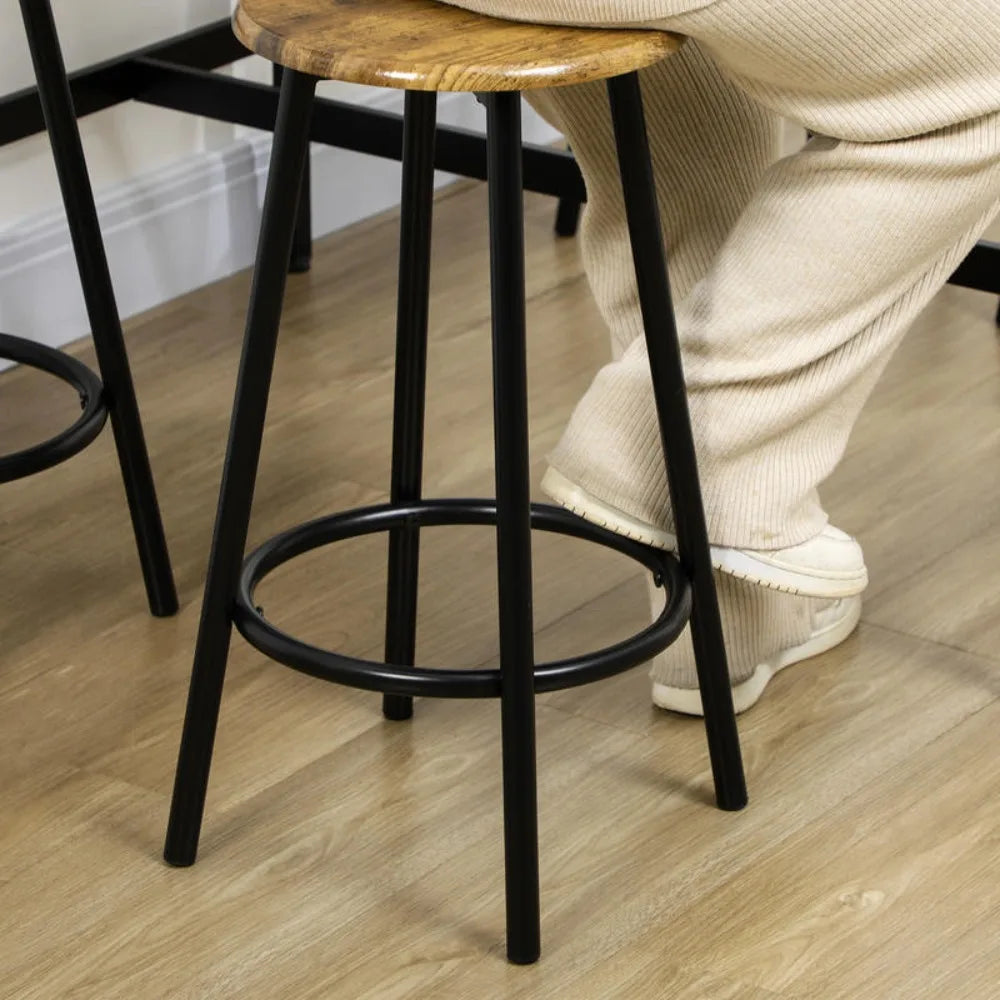 Bar Table Dining Set with Footrest for Kitchen & Dining Room