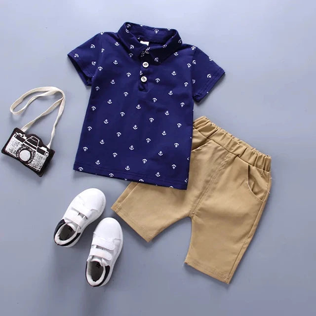 Summer Boys 2PCS Outfit – T-Shirt & Shorts Sports Set for Toddlers