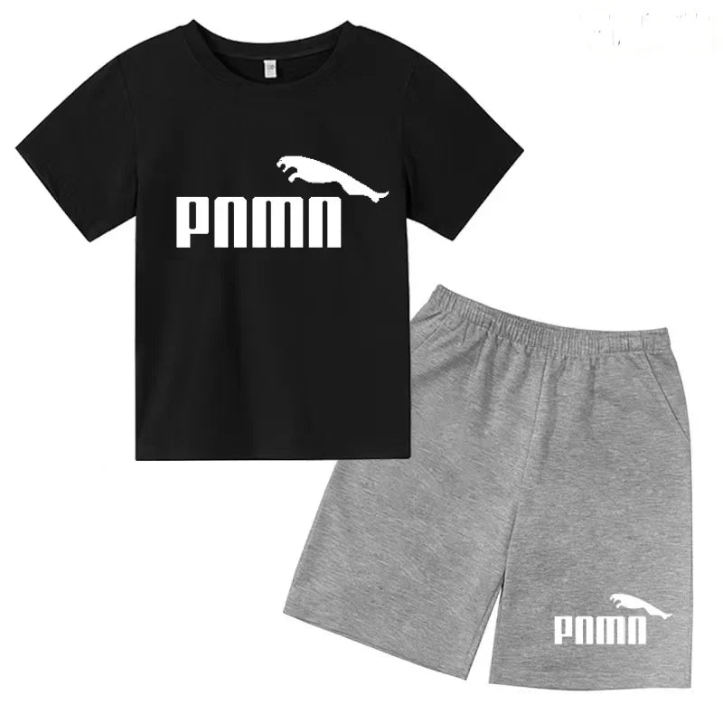 Ensemble Esthétique Enfant – T-shirt à Lettres & Pantalon Décontracté