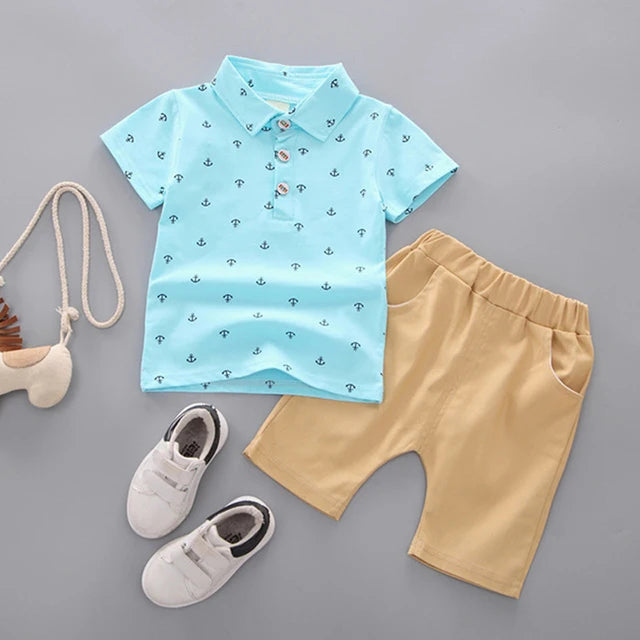 Summer Boys 2PCS Outfit – T-Shirt & Shorts Sports Set for Toddlers