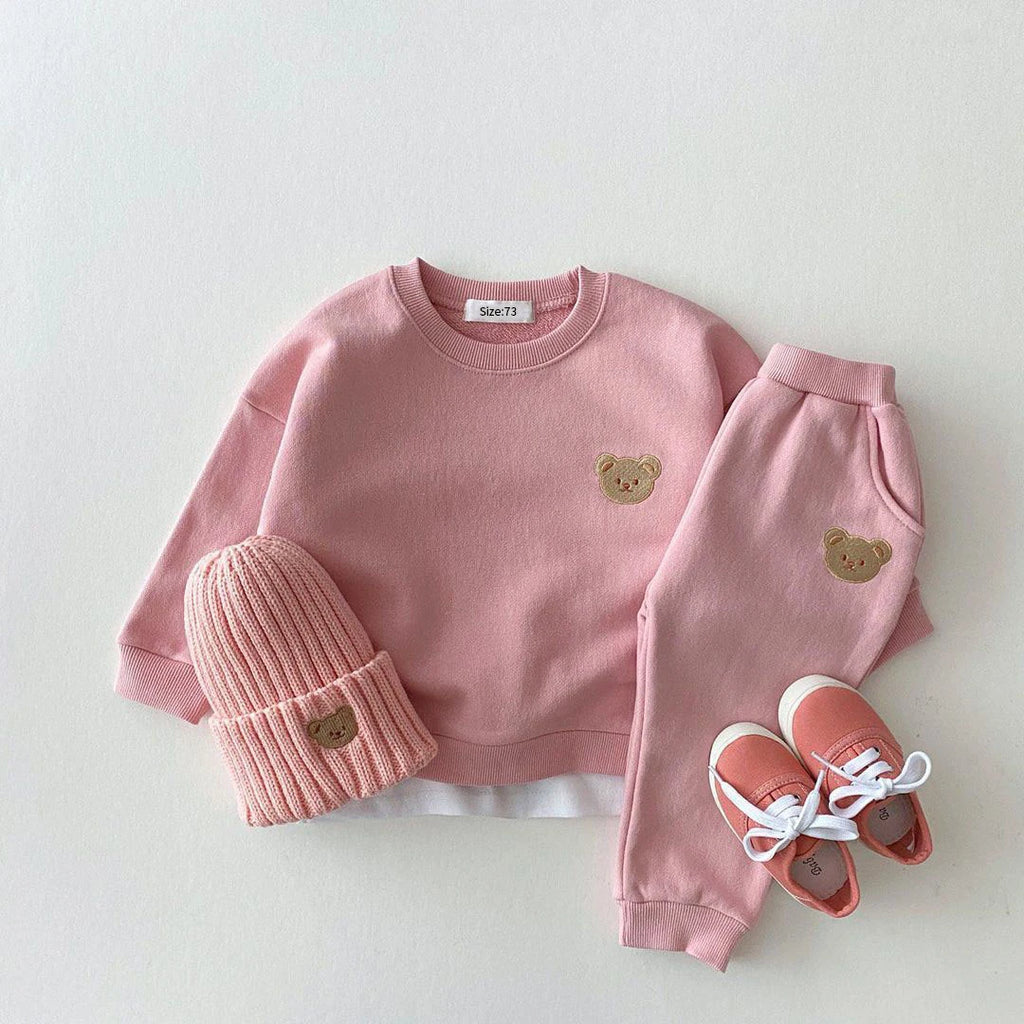 Fashion Baby Bear Outfit – 2PCS Sweatshirt & Pants Set for Toddlers