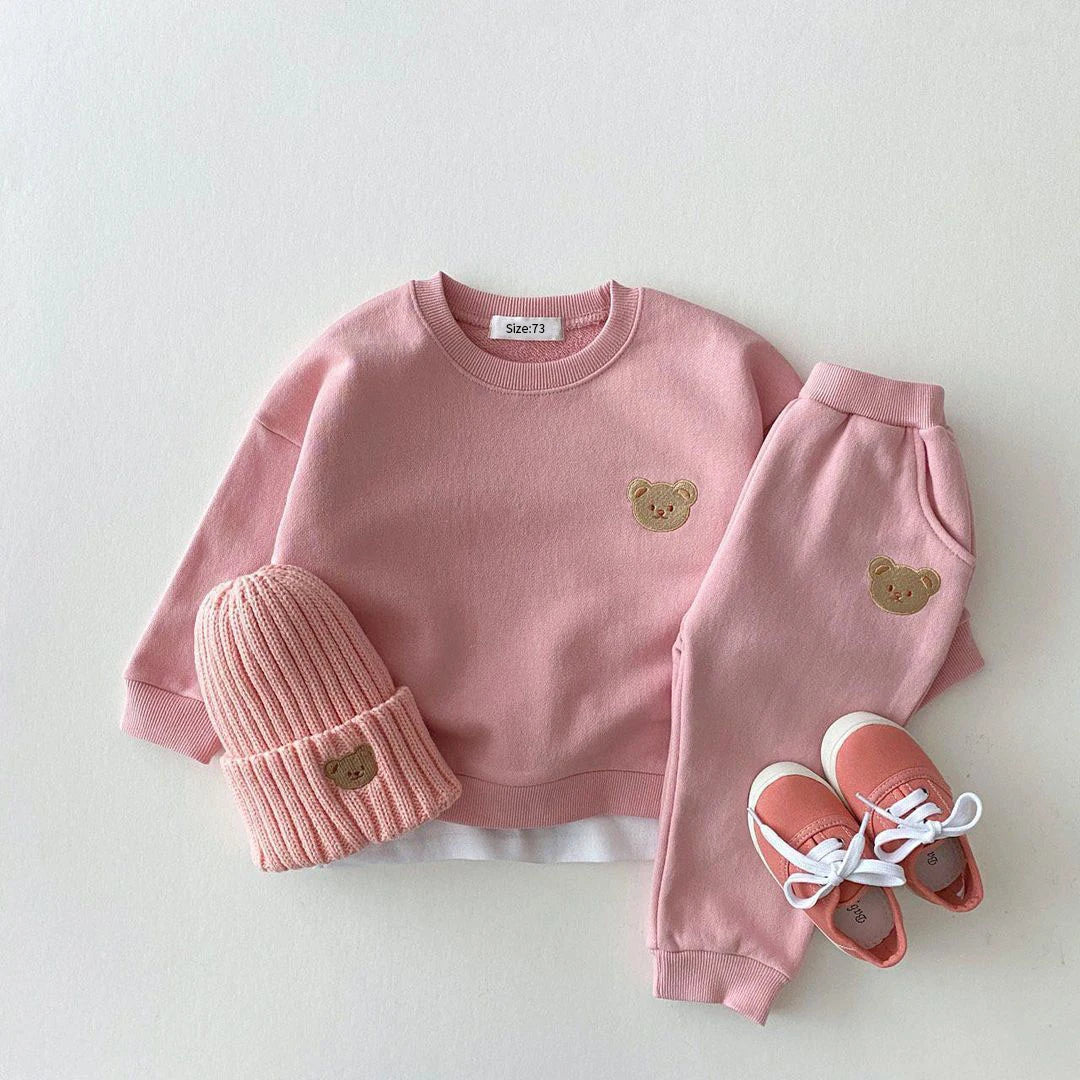 Fashion Baby Bear Outfit – 2PCS Sweatshirt & Pants Set for Toddlers