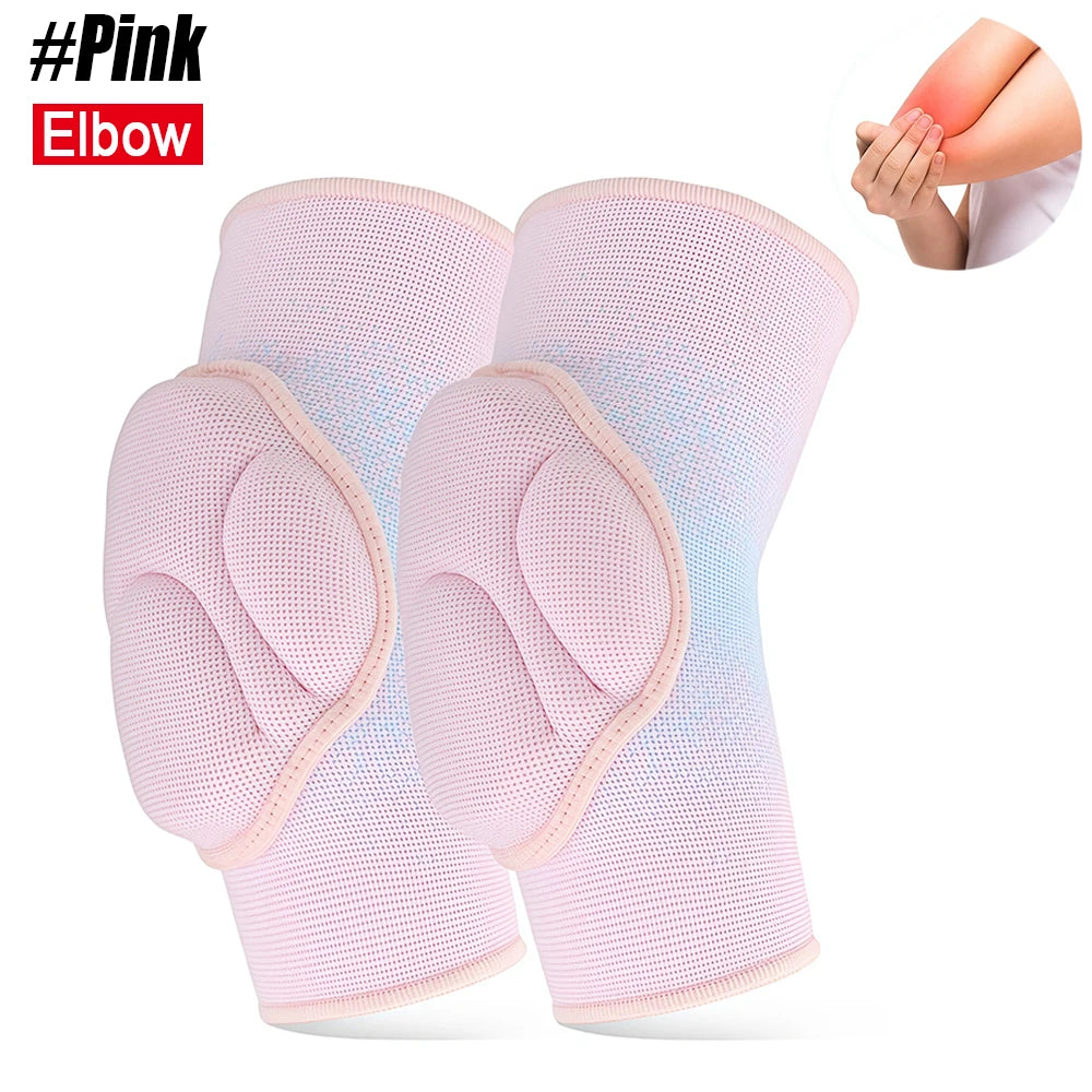 1 Pair Elbow & Knee Protection Pads – Compression Leg Sleeve with Thick Sponge