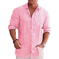 Men’s Cotton Linen Long Sleeve Shirt – Casual Autumn Style