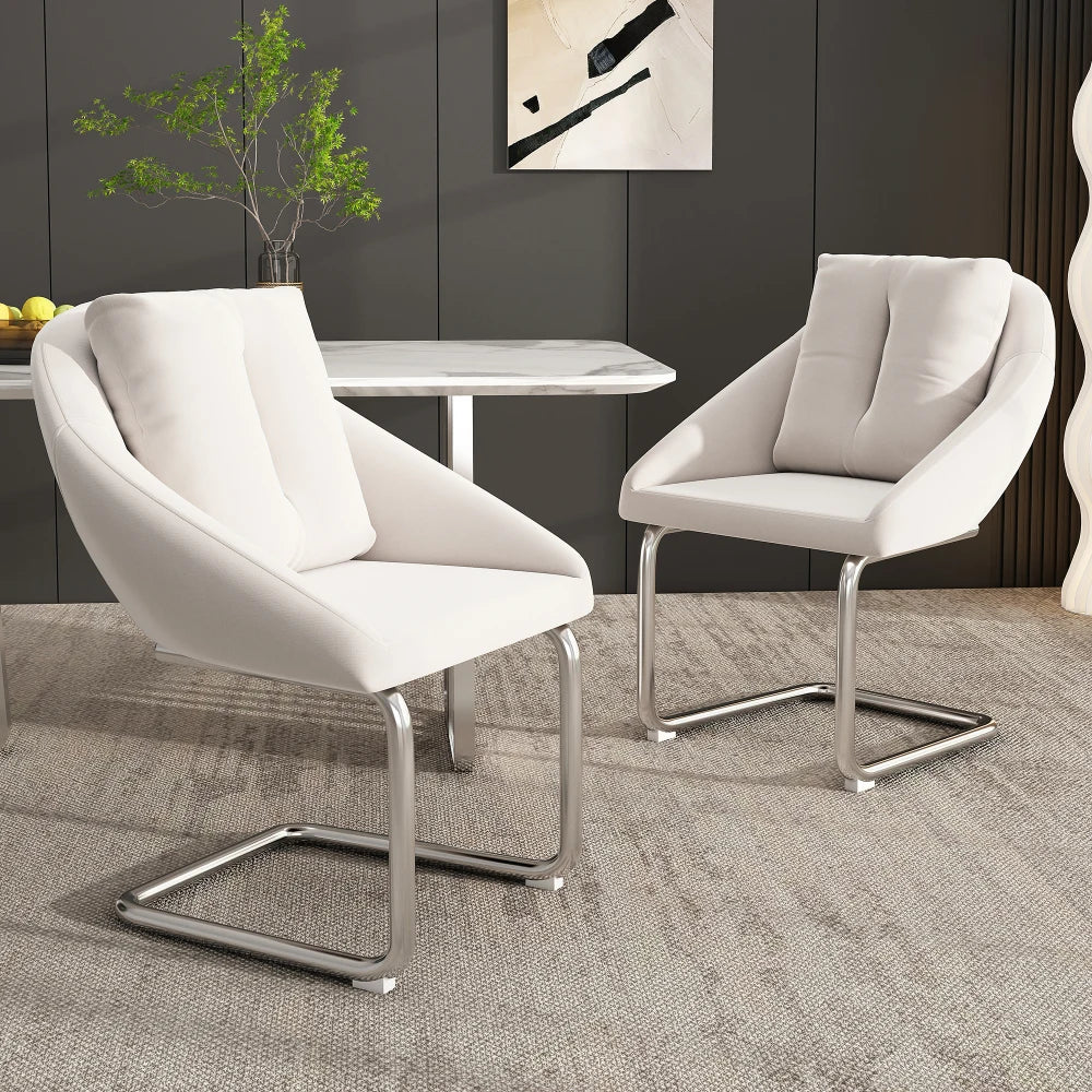 Velvet Dining Chairs Set of 2 with Cushioned Seats, Luxury Accent Chairs with Arched Legs for Living Room & Bedroom