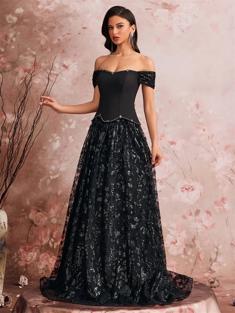 Shine with timeless glamour in this elegant formal evening gown