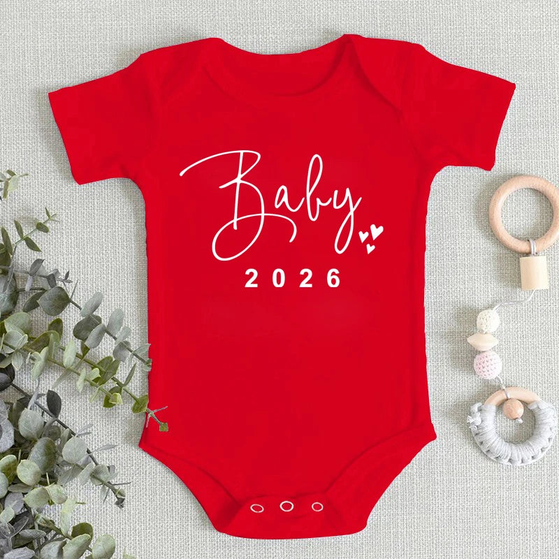 2026 Pregnancy Announcement Baby Romper – Cute Newborn Summer Bodysuit for Boys & Girls