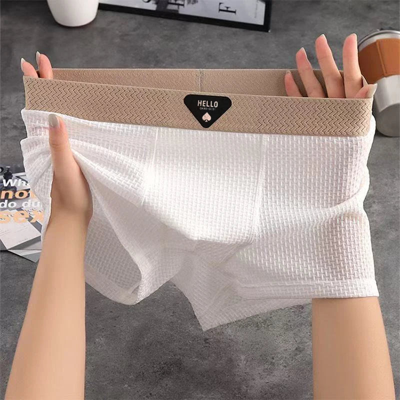 4PCS Premium Men’s Boxer Shorts – Silky Smooth Ice Fabric, Breathable Mesh Design, Modern Slim Fit & All-Day Cooling Comfort