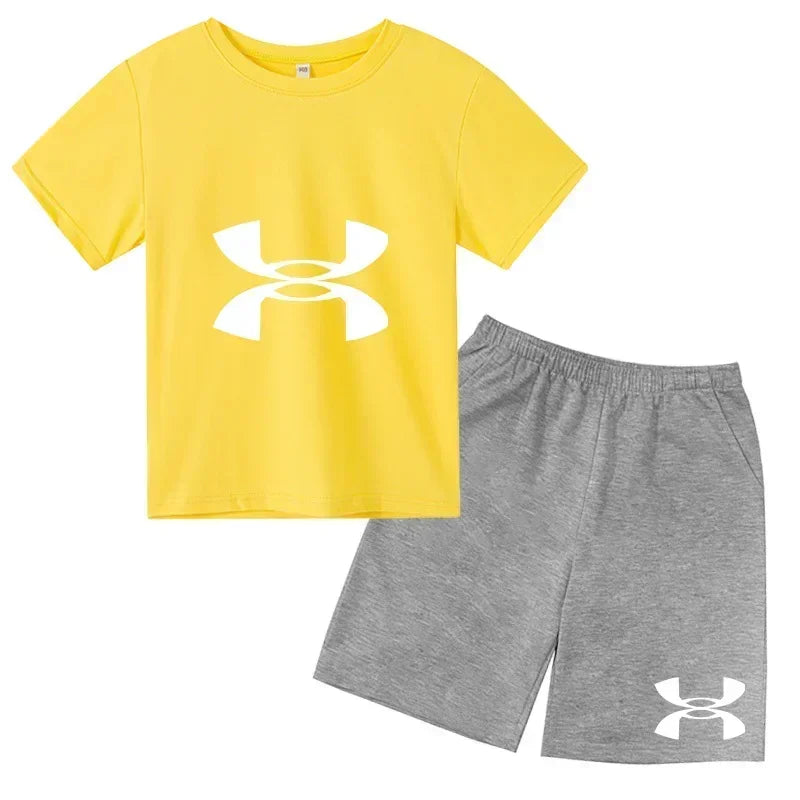 2026 Kids Sports Outfit – Breathable T-Shirt & Shorts Set for Boys