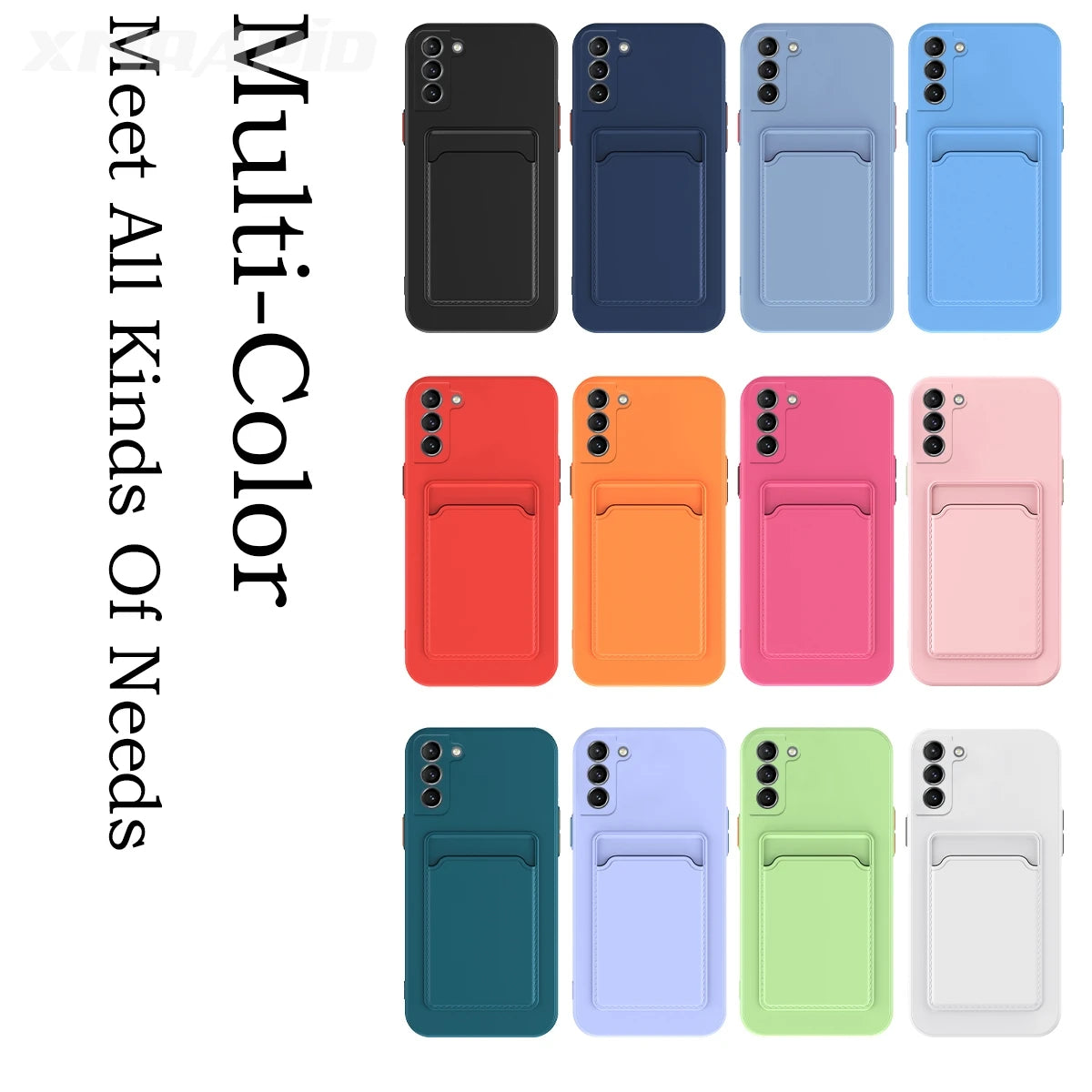 Luxury Matte Silicone Wallet Case for iPhone 17 Air / 16 / 15 / 14 / 13 / 12 Pro Max