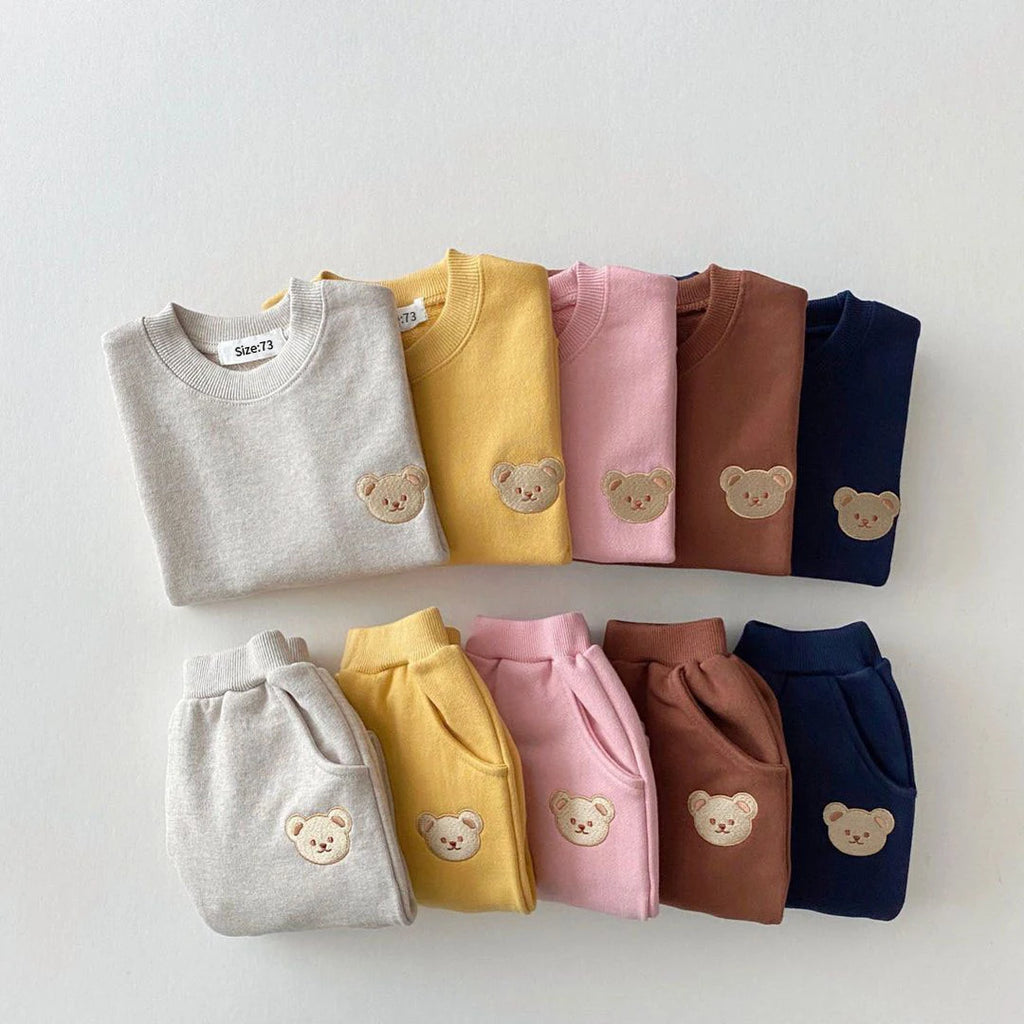Fashion Baby Bear Outfit – 2PCS Sweatshirt & Pants Set for Toddlers
