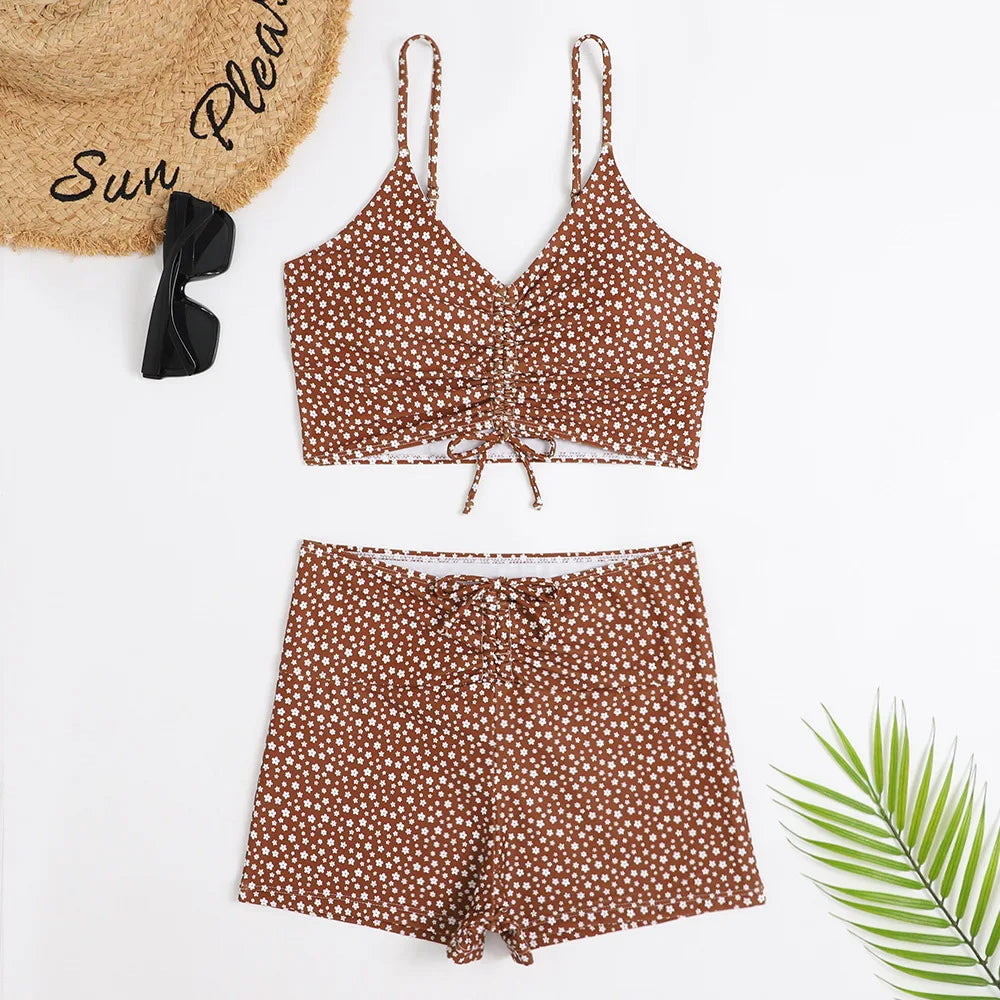 High-Waist Floral Bikini Set – Push-Up Swimwear