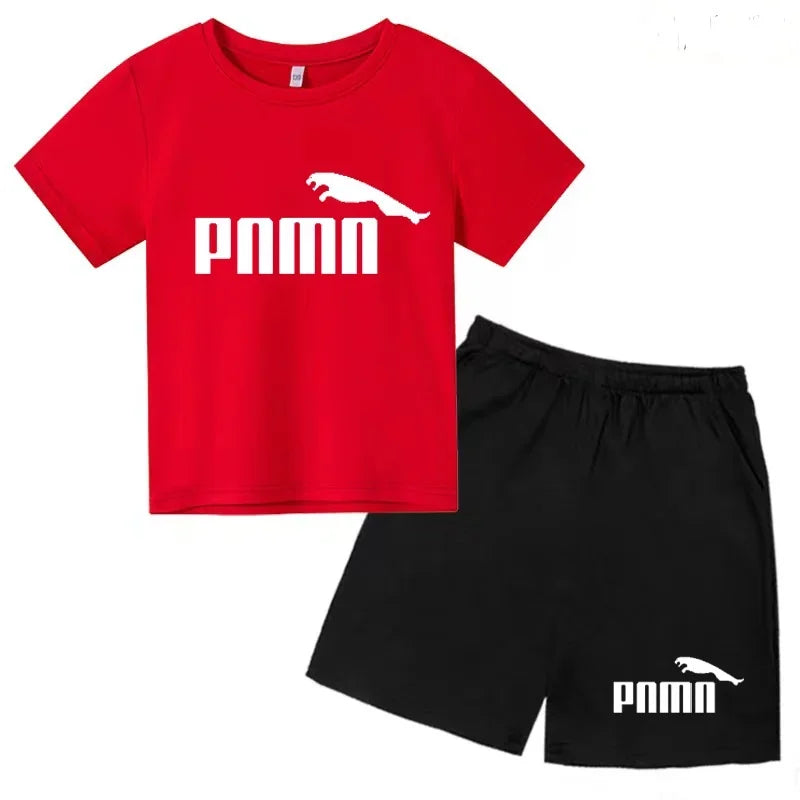 Ensemble Esthétique Enfant – T-shirt à Lettres & Pantalon Décontracté