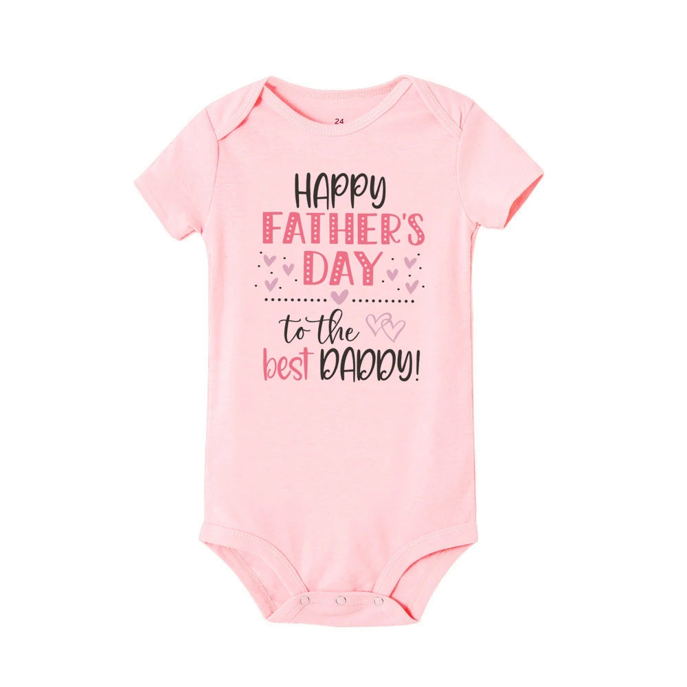 Happy Father’s Day Baby Romper – “Best Daddy” Printed Newborn Bodysuit for Boys & Girls