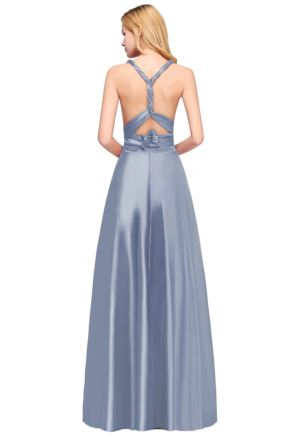 MisShow Infinity Milk Silk Soft Evening Dress for Women – Elegant Sleeveless Multi-Way Wrap Convertible Gown for Prom, Bridesmaids & Special Occasions