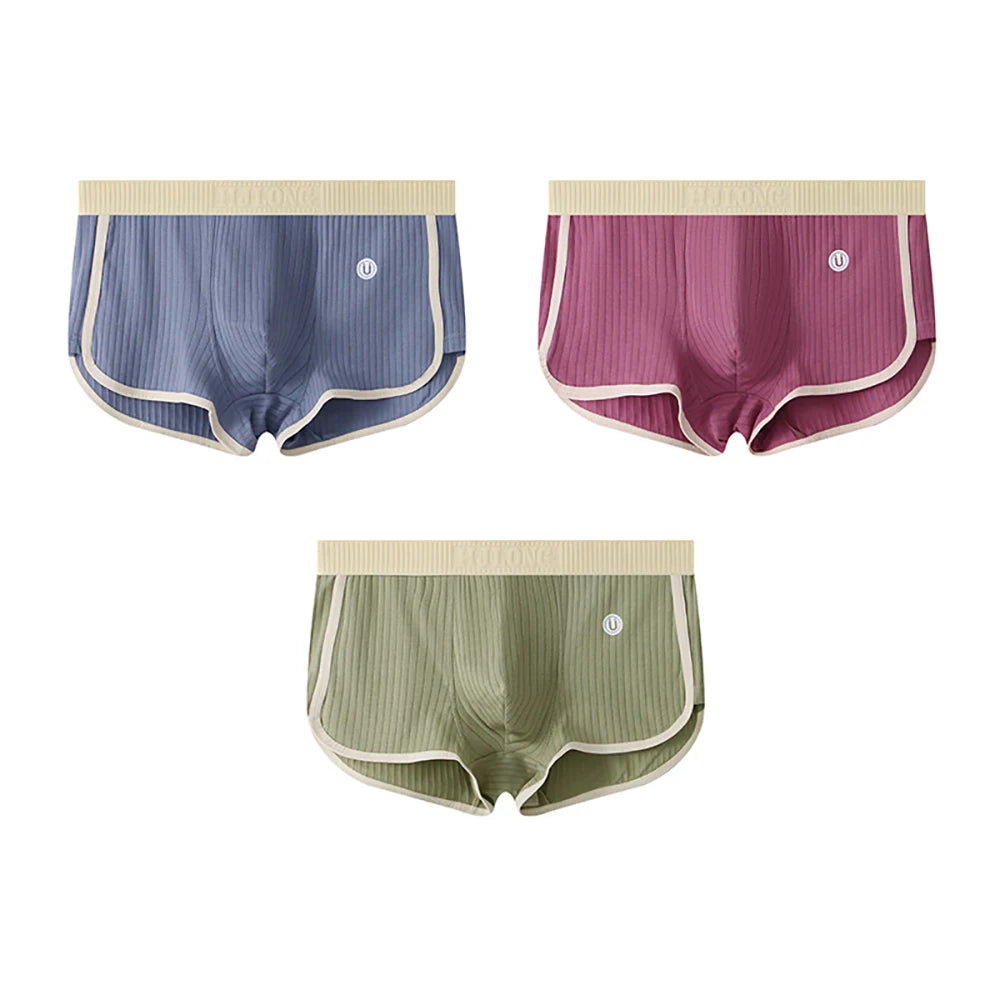 3PCS/Pack Luxury Men’s Boxer Briefs – 100% Breathable Cotton, Modern Striped Style, Ultra-Soft Comfort, Flexible Stretch Fabric & Premium Wide Waistband