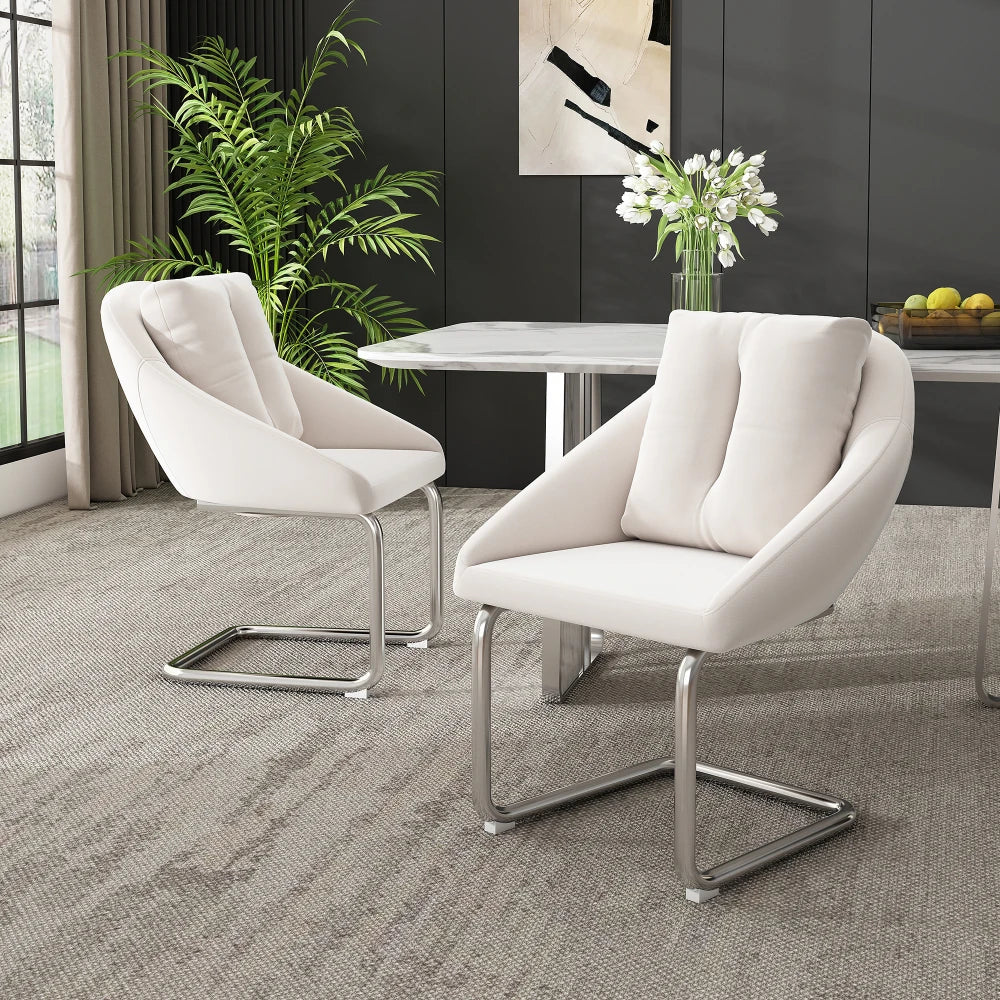 Velvet Dining Chairs Set of 2 with Cushioned Seats, Luxury Accent Chairs with Arched Legs for Living Room & Bedroom