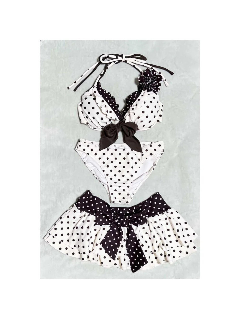 2026 New Summer Polka Dot Bikini Set – Retro Y2K 3-Piece Swimwear