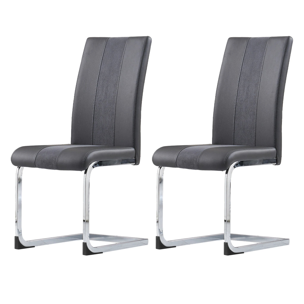 JYMTOM Faux Leather Dining Chairs, Cantilever Swing Kitchen Chairs with High Backrest & Chrome-Plated Metal Frame