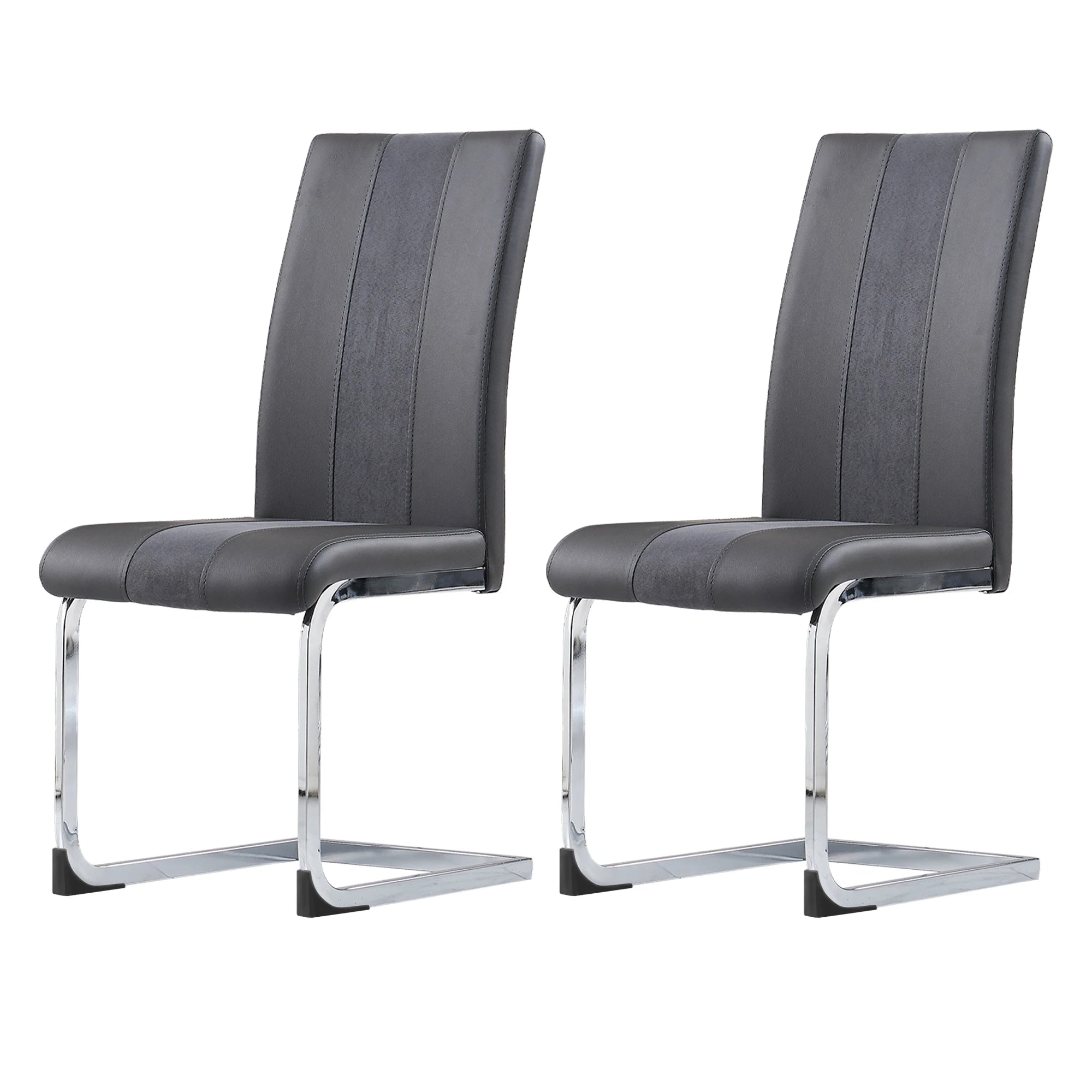 JYMTOM Faux Leather Dining Chairs, Cantilever Swing Kitchen Chairs with High Backrest & Chrome-Plated Metal Frame