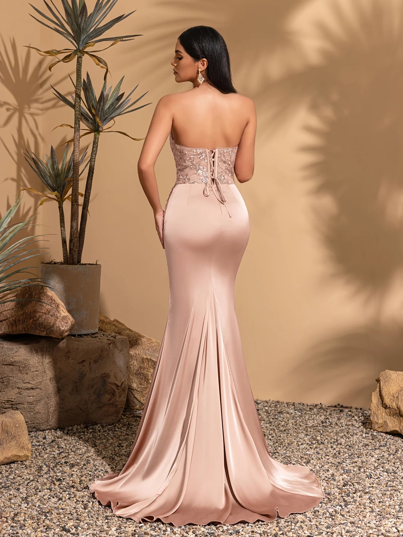 Step into refined glamour with this elegant satin mermaid dress
