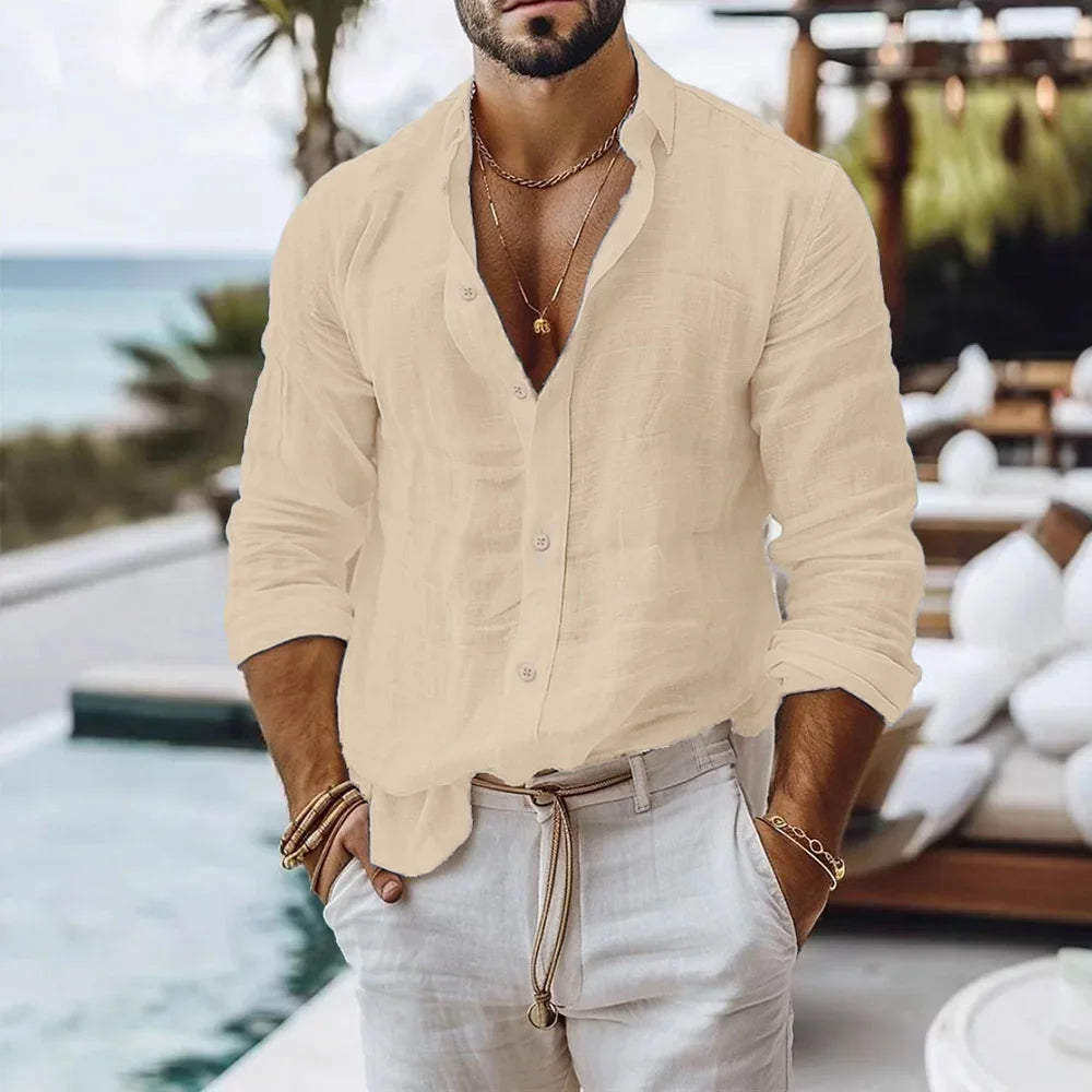 Men’s Cotton Linen Shirt – Summer Beach Style