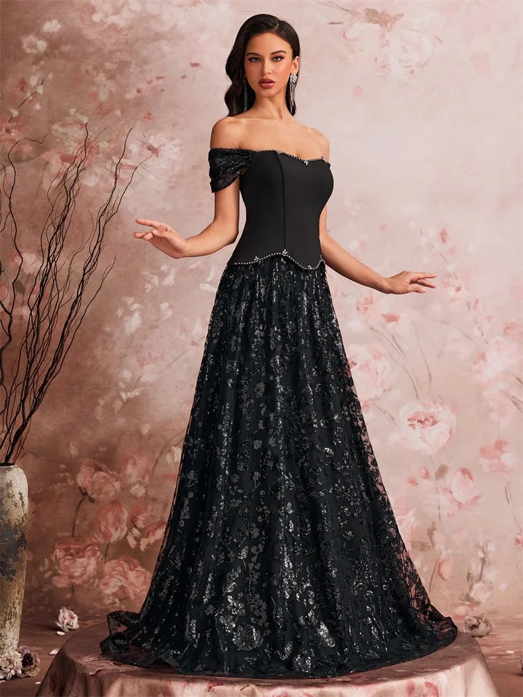 Shine with timeless glamour in this elegant formal evening gown